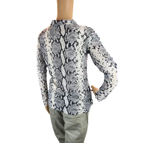 (5 for $25) Jane + Delancey Shirred Snakeskin Print Button Front Blouse - Picture 3 of 5